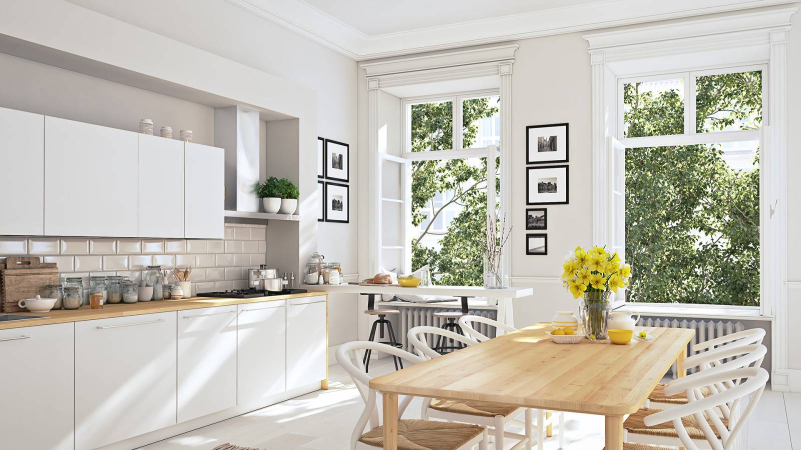 Cuisine en îlot central rustique  avec frigo américain à Arcachon La Teste-de-Buch