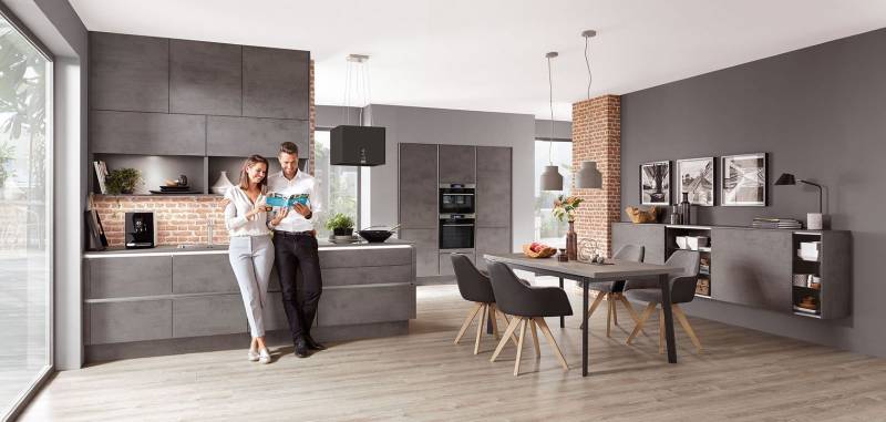 Clara Beton Gris ardoise et meuble TV assorti